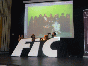 Mesa charla "FanFic: libros, películas... y cómics!" De izq a der: Salvador Sanz, Inti Carrizo-Ortiz, Fran Solar y Roberto Barreiro.